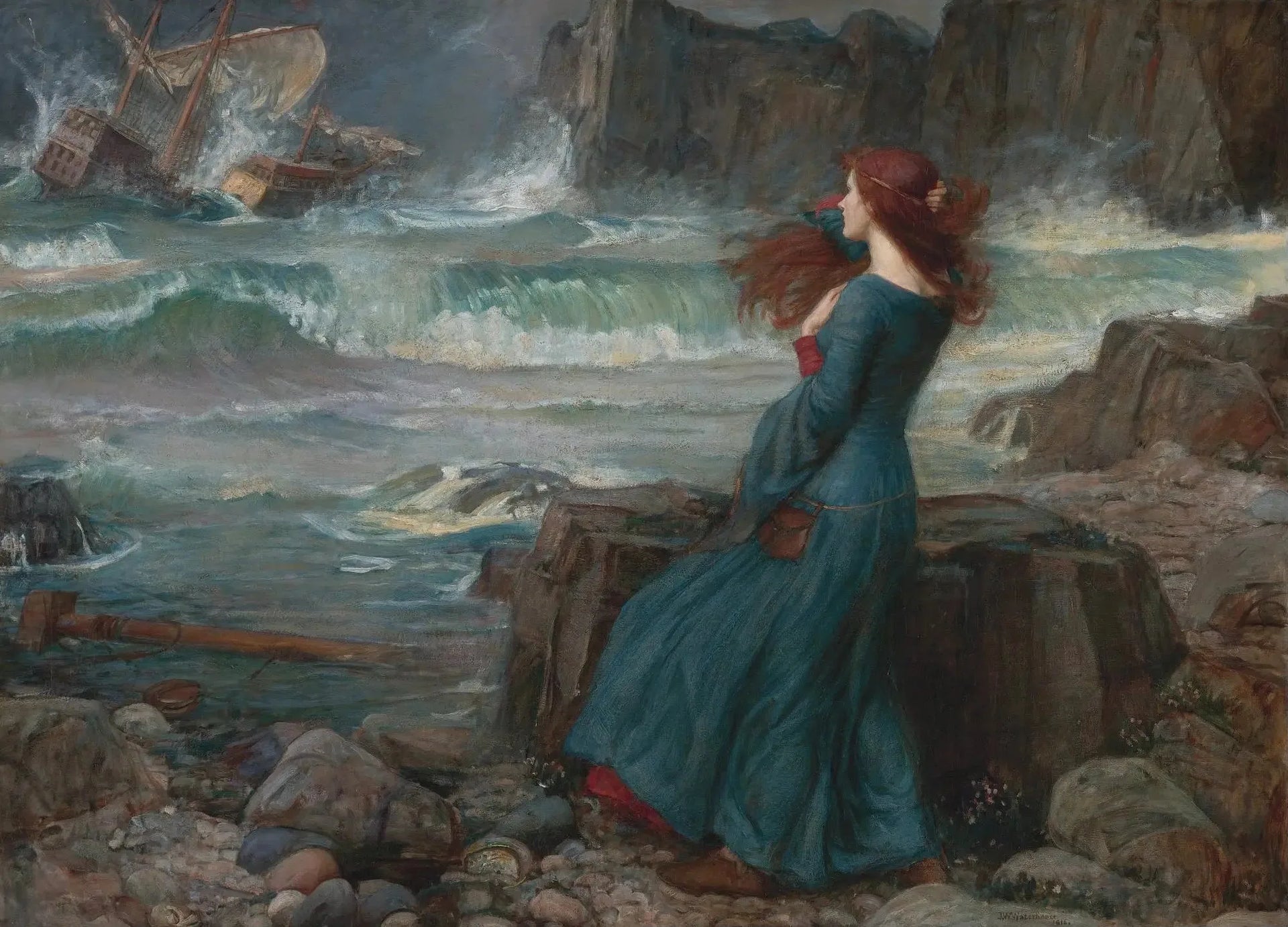 Miranda - The Tempest - John William Waterhouse image 1 copie de tableau peinte à la main