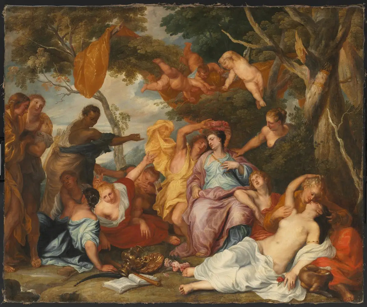 Mirtillo couronnant Amarillis - Antoine van Dyck image 1 tableau peint à l’huile sur toile