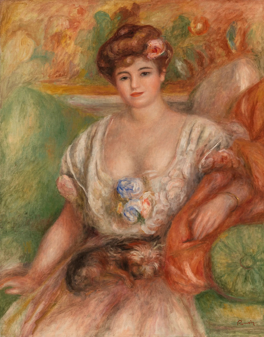 Misia Sert avec un petit chien - Pierre-Auguste Renoir