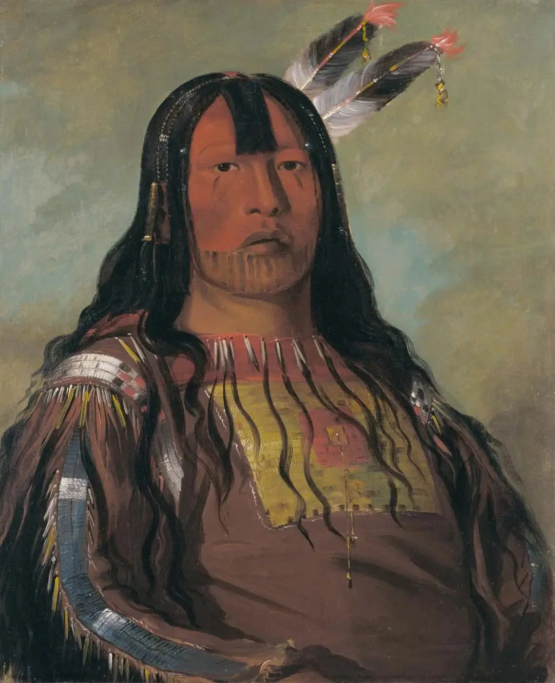 Mix-ke-móte-skin-na, Corne de Fer, un Guerrier - George Catlin image 1 reproduction de peinture à l’huile