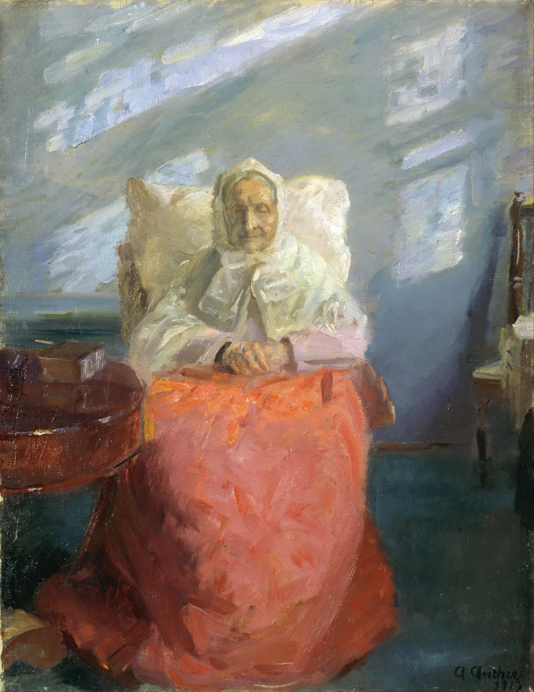 Mme Ane Brøndum dans la chambre bleue - Anna Ancher image 1 reproduction réalisée par Alpha Reproduction
