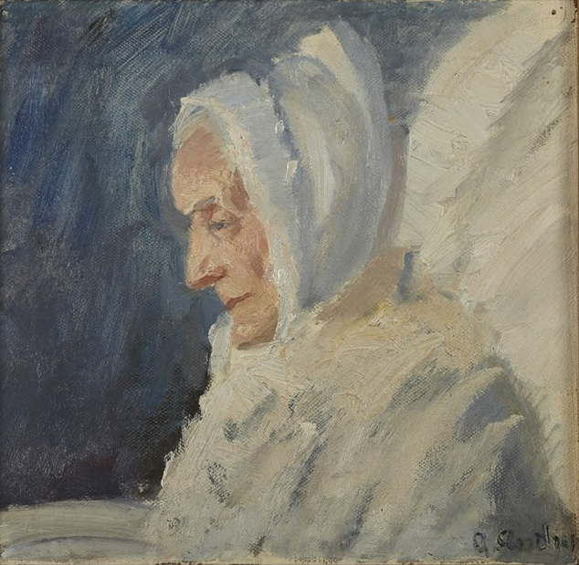 Mme Brøndum vêtue de blanc. - Anna Ancher image 1 copie peinte à la main à l’huile