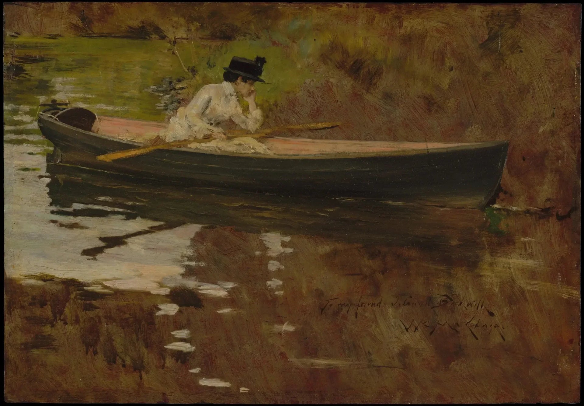 Mme Chase à Prospect Park - William Merritt Chase image 1 copie peinte à la main à l’huile