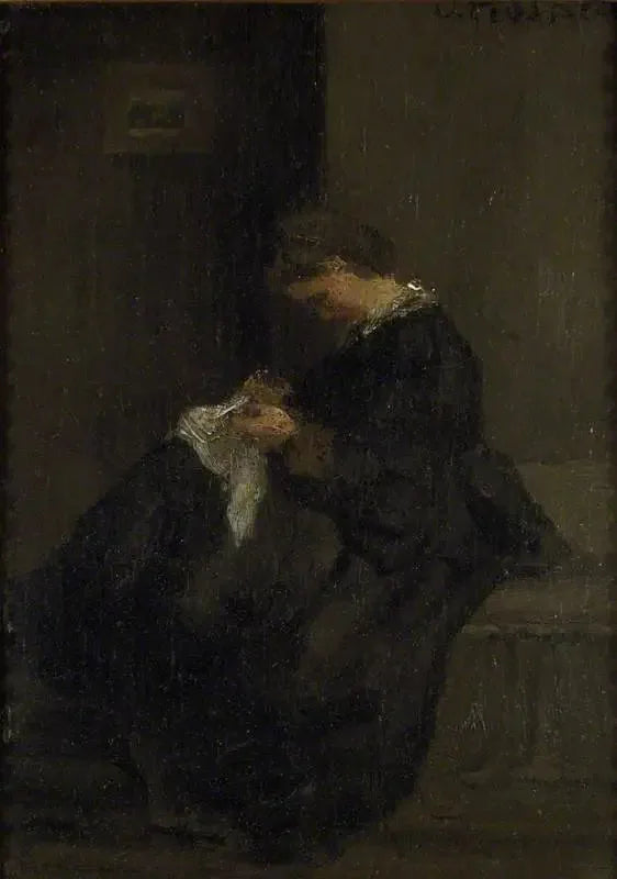 Mme Pissarro en train de coudre - Camille Pissarro
