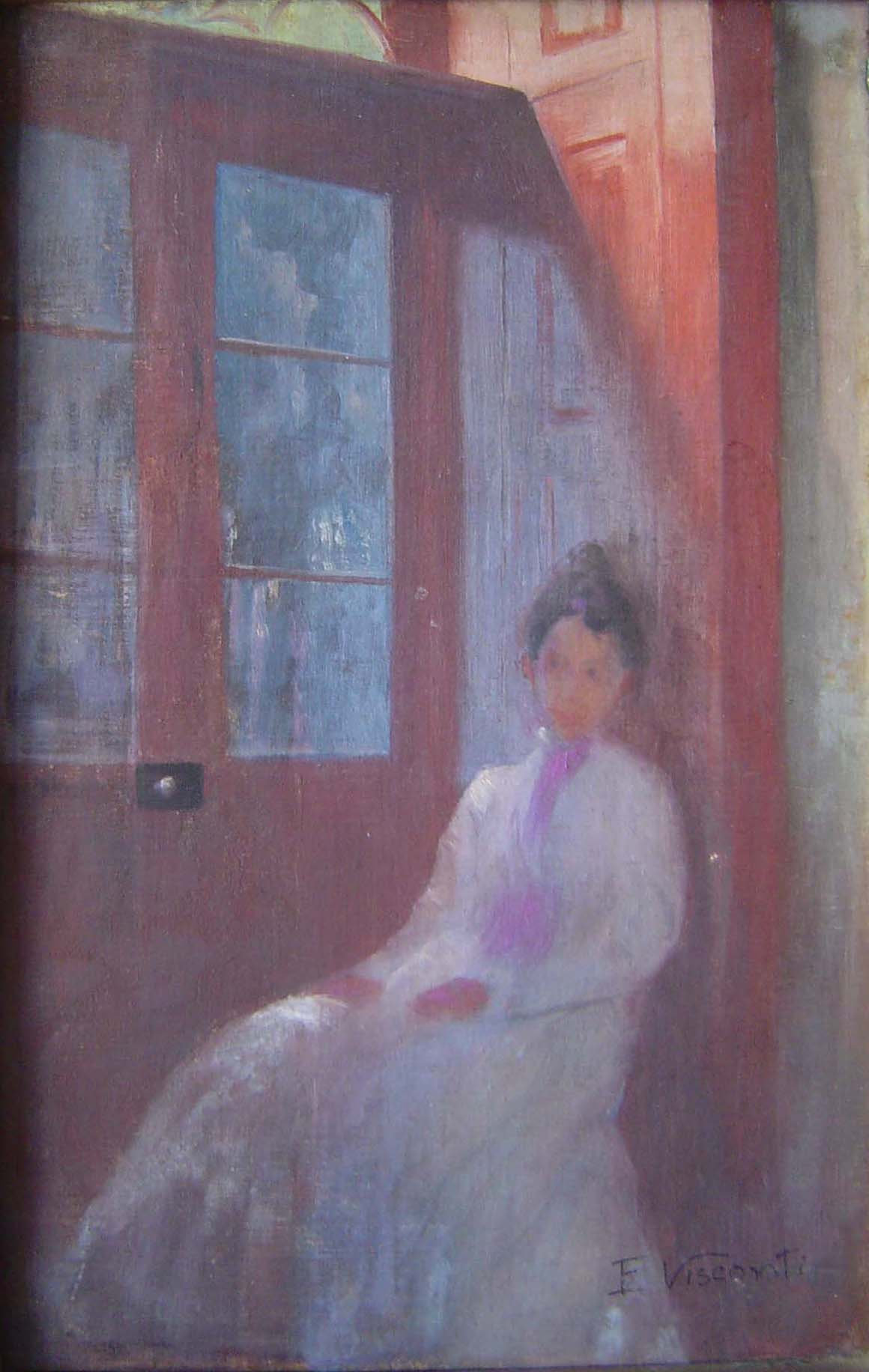 Moça na porta - Eliseu Visconti image 1 copie de tableau peinte à la main