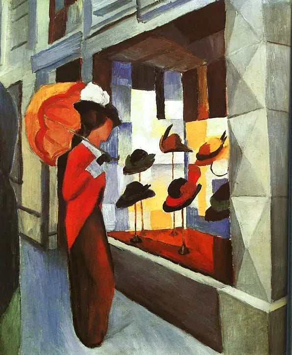 Mode : Femme à l'ombrelle devant la boutique du modiste - August Macke