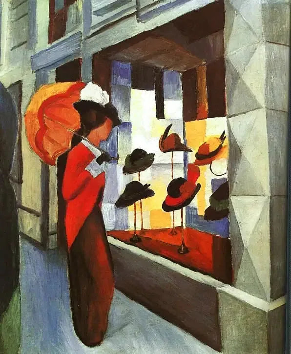 Mode : Femme à l'ombrelle devant la boutique du modiste - August Macke