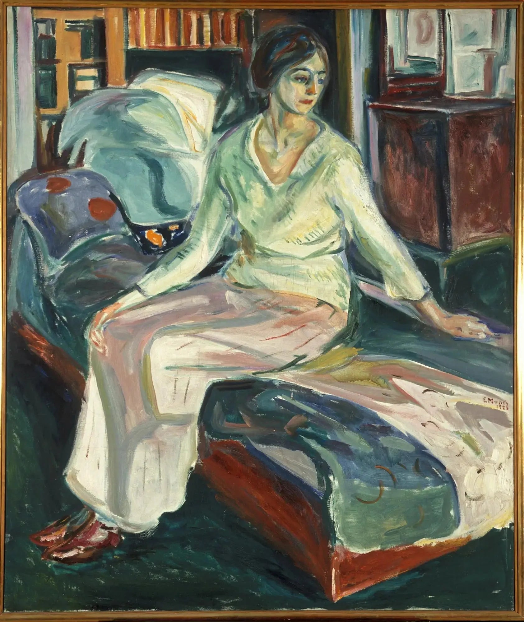 Modèle assis sur le canapé - Edvard Munch image 1 copie de tableau peinte à la main