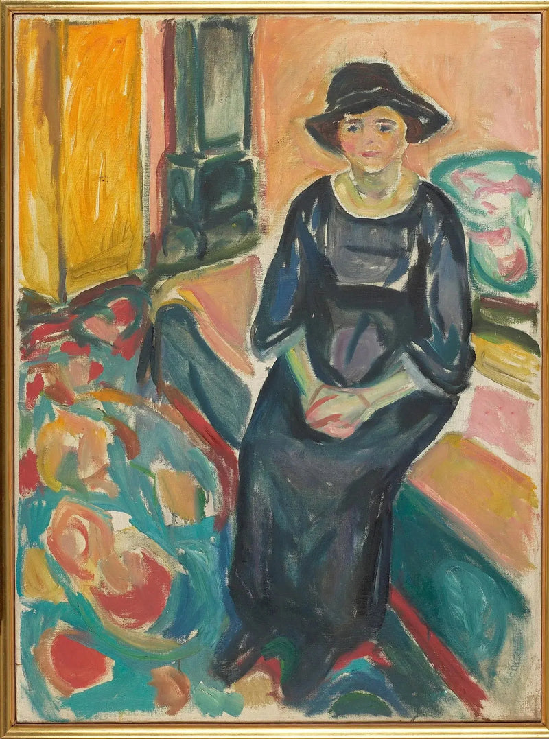 Modèle au chapeau, assis sur le canapé - Edvard Munch