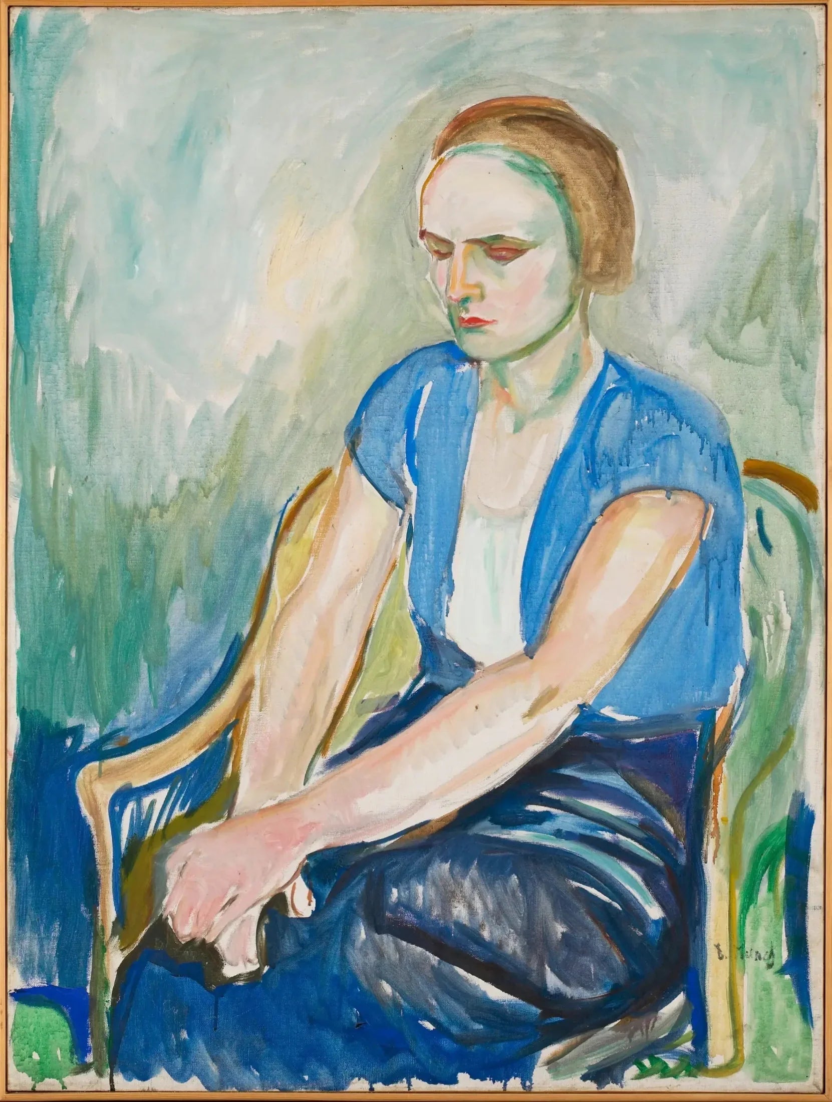Modèle aux mains sur les genoux - Edvard Munch image 1 reproduction réalisée par Alpha Reproduction