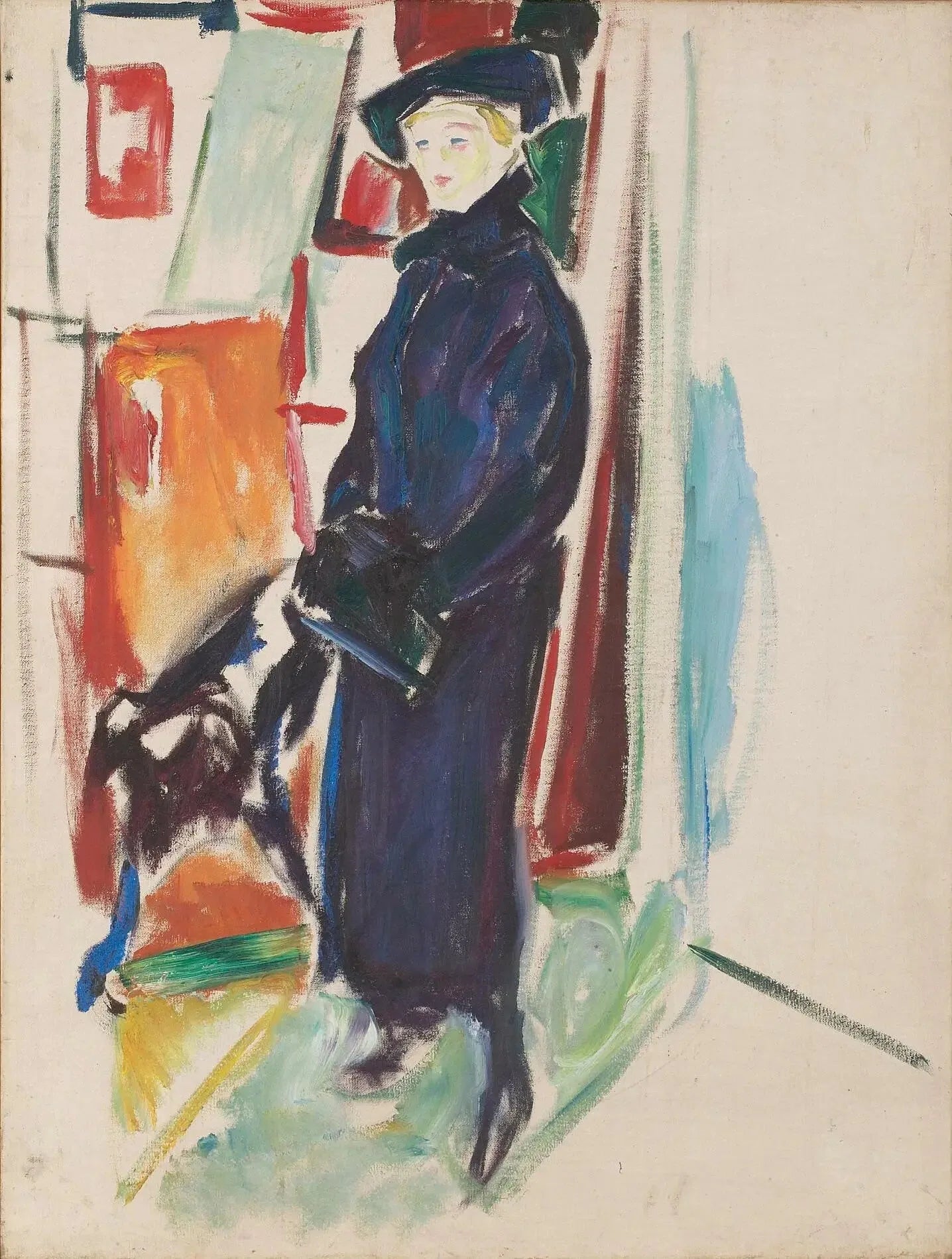 Modèle avec chapeau et manteau - Edvard Munch image 1 copie peinte à la main à l’huile
