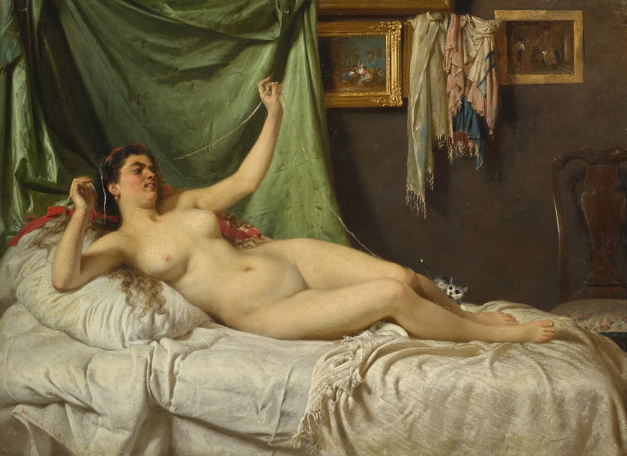 Modèle d'artiste et chat - Fyodor Bronnikov