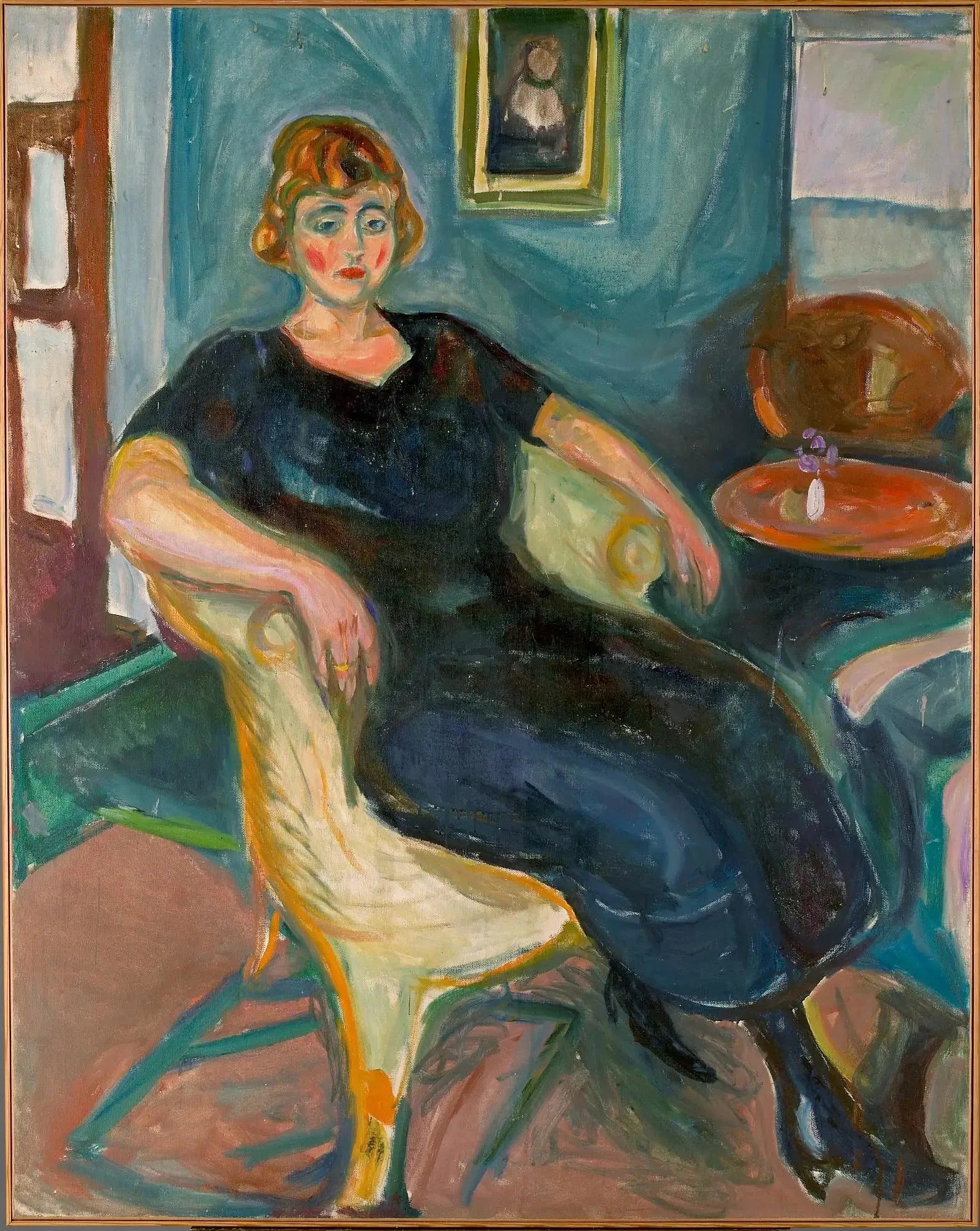 Modèle dans une chaise en osier - Edvard Munch image 1 copie peinte à la main à l’huile