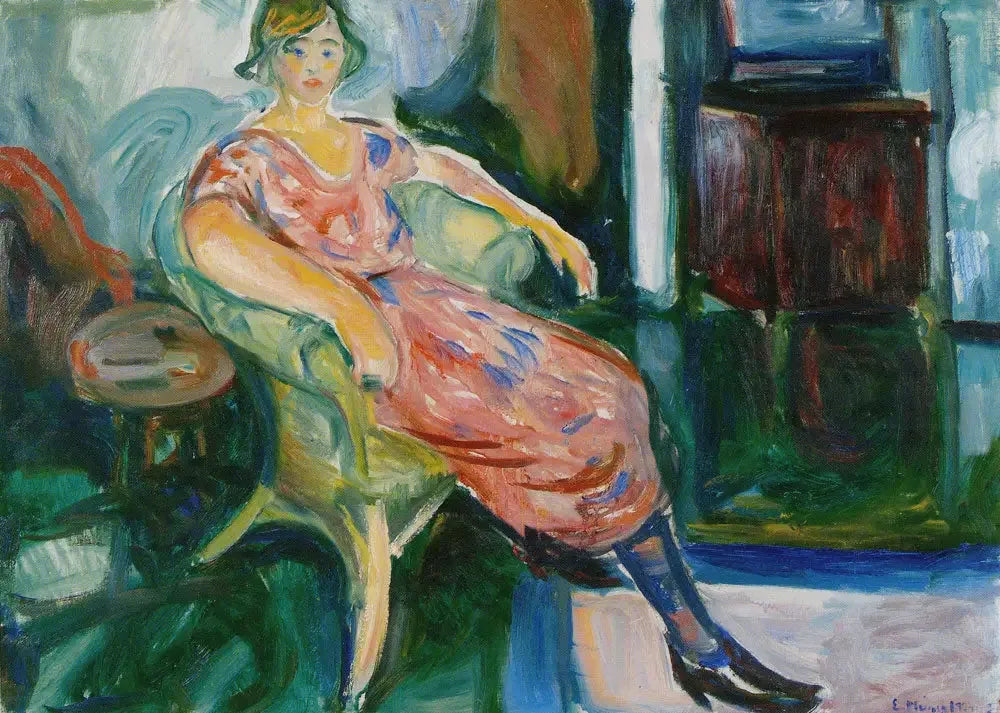 Modèle dans une chaise en osier - Edvard Munch image 1 tableau peint à l’huile sur toile