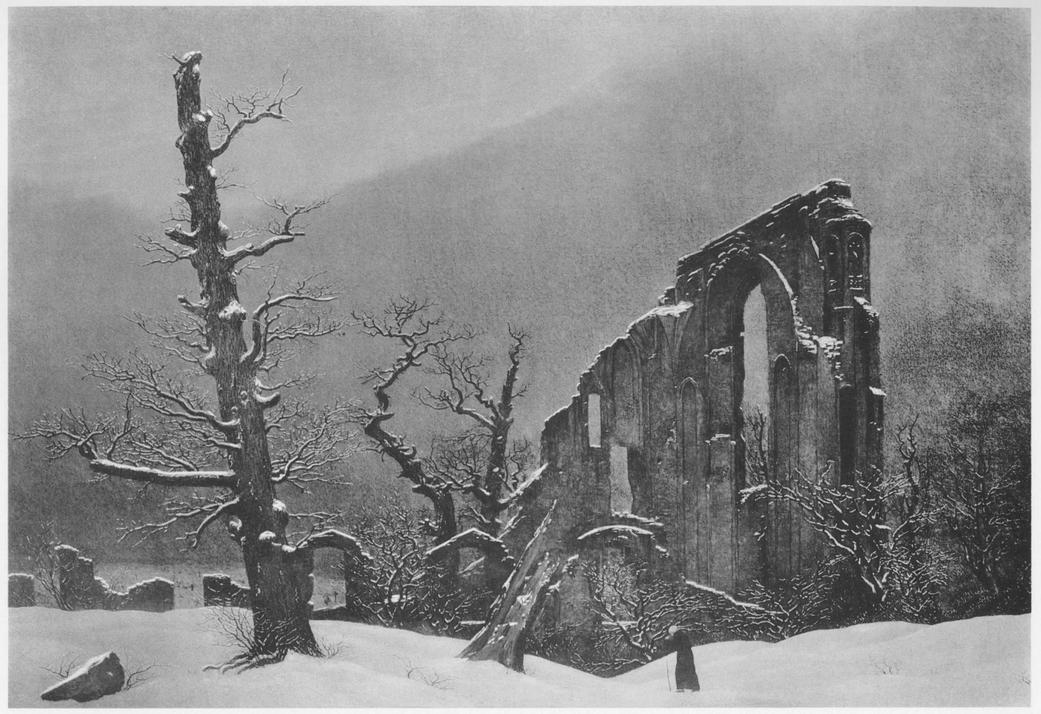 Moine dans la neige - Caspar David Friedrich image 1 reproduction de peinture à l’huile