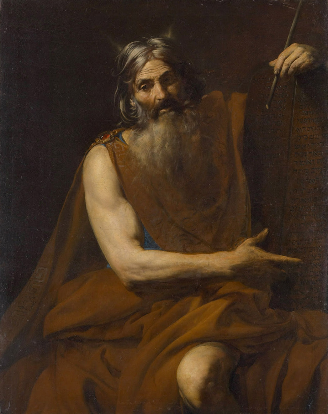 Moïse cornu et les Tables de la Loi - Valentin de Boulogne image 1 tableau peint à l’huile sur toile
