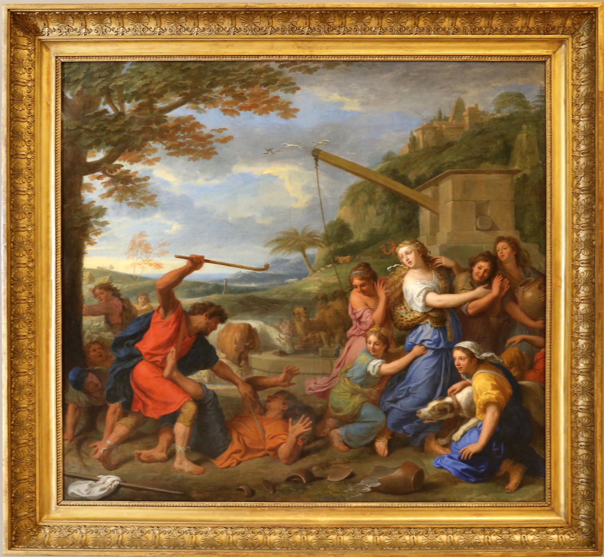 Moïse défend les filles de Jethro - Charles Le Brun image 1 reproduction de peinture à l’huile