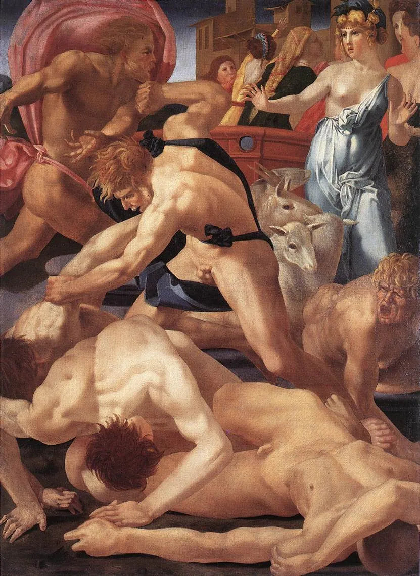Moïse défend les filles de Jethro - Rosso Fiorentino image 1 copie de tableau peinte à la main