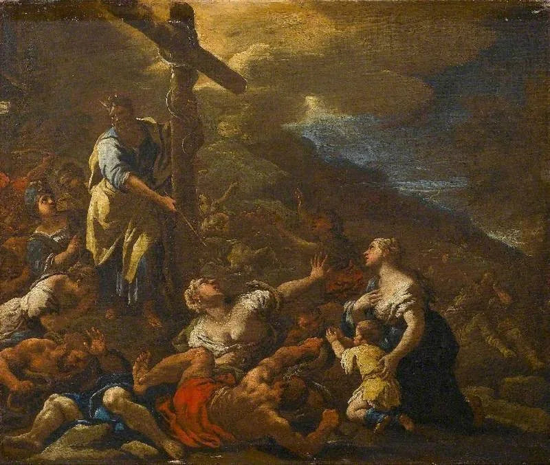 Moïse et le serpent d'airain - Luca Giordano image 1 reproduction artisanale de tableau