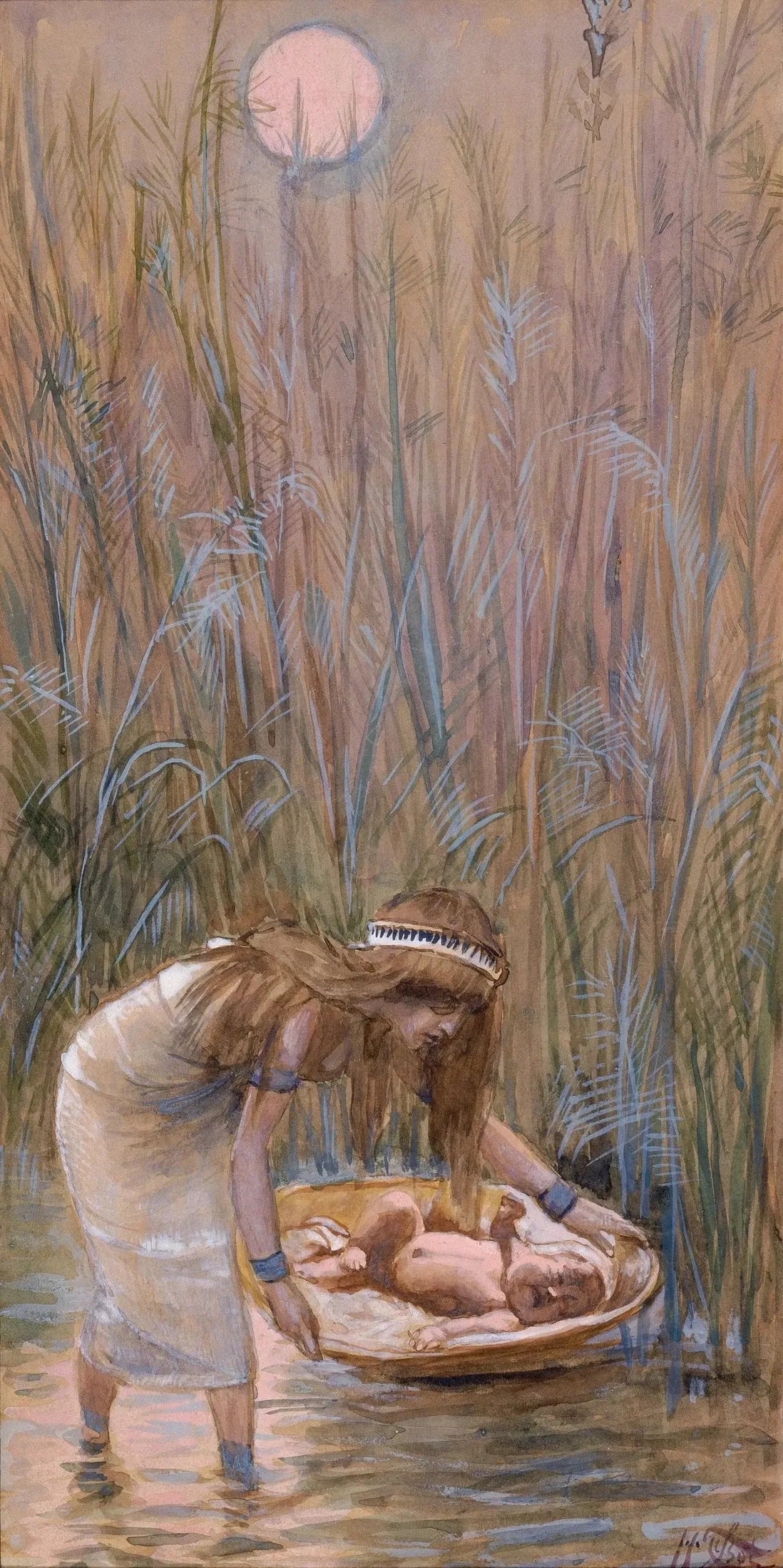 Moïse étendu au milieu des drapeaux - James Tissot image 1 copie de tableau peinte à la main