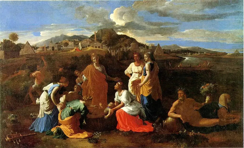 Moïse sauvé des eaux - Nicolas Poussin image 1 copie peinte à la main à l’huile