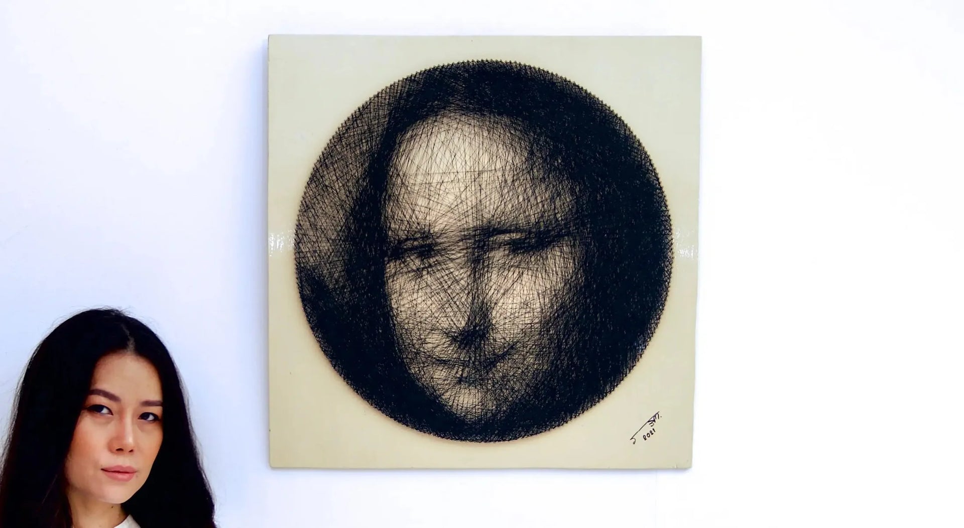 Mona Lisa String Art | 60 x 60 cm image 2 copie peinte à la main à l’huile