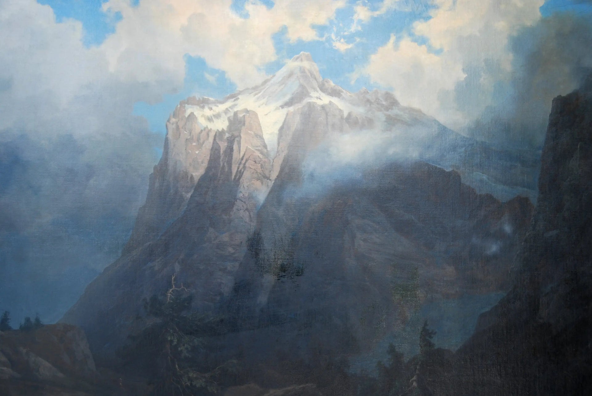 Mont Brewer depuis King's River Canyon, Californie - Albert Bierstadt image 1 reproduction artisanale de tableau