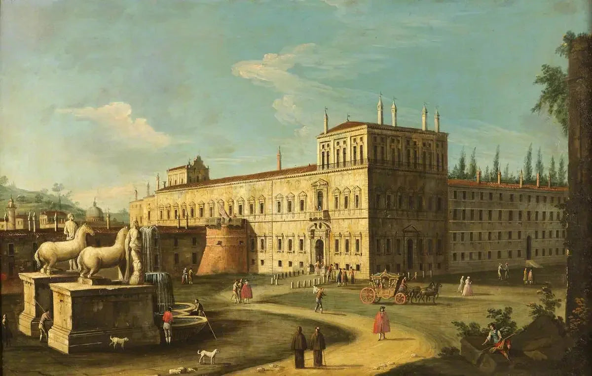 Monte Cavallo et le palais du Quirinal, Rome - Canaletto image 1 reproduction artisanale de tableau