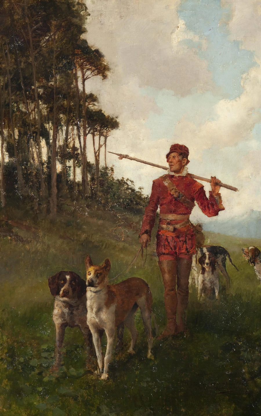 Montero avec des chiens - José Moreno Carbonero
