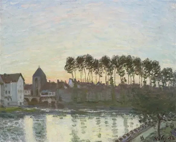 Moret-sur-Loing au soleil couchant - Alfred Sisley image 1 reproduction artisanale de tableau