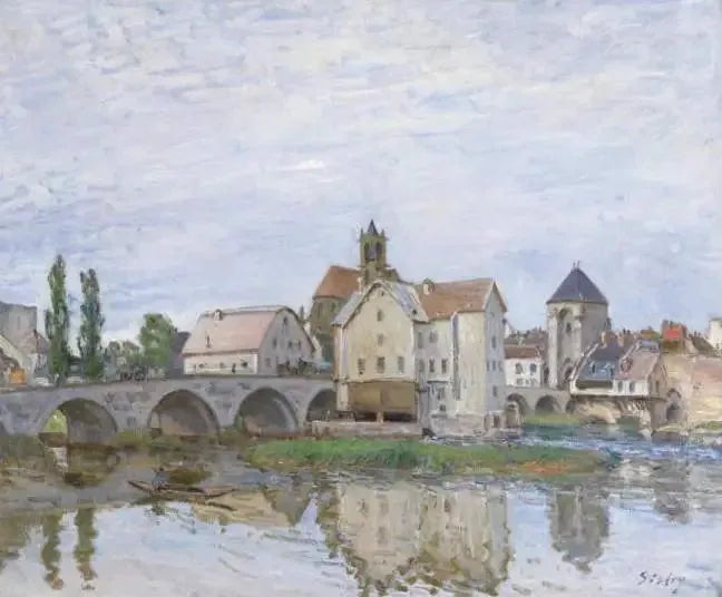 Moret-sur-Loing - Temps gris - Alfred Sisley image 1 reproduction artisanale de tableau