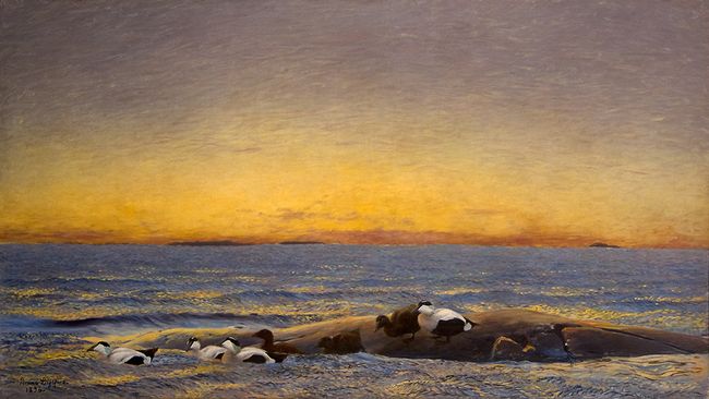 Morgonstämning vid havet - Bruno Liljefors image 1 tableau peint à l’huile sur toile