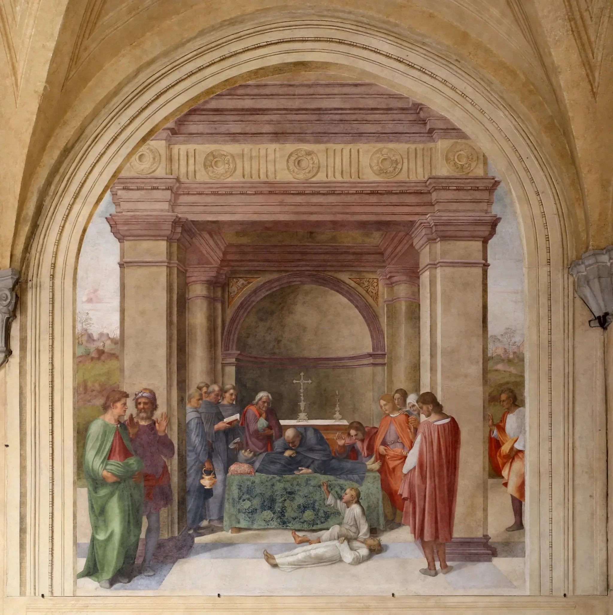 Mort de saint Philippe Benizi et résurrection d'un enfant - Andrea del Sarto image 1 copie de tableau peinte à la main