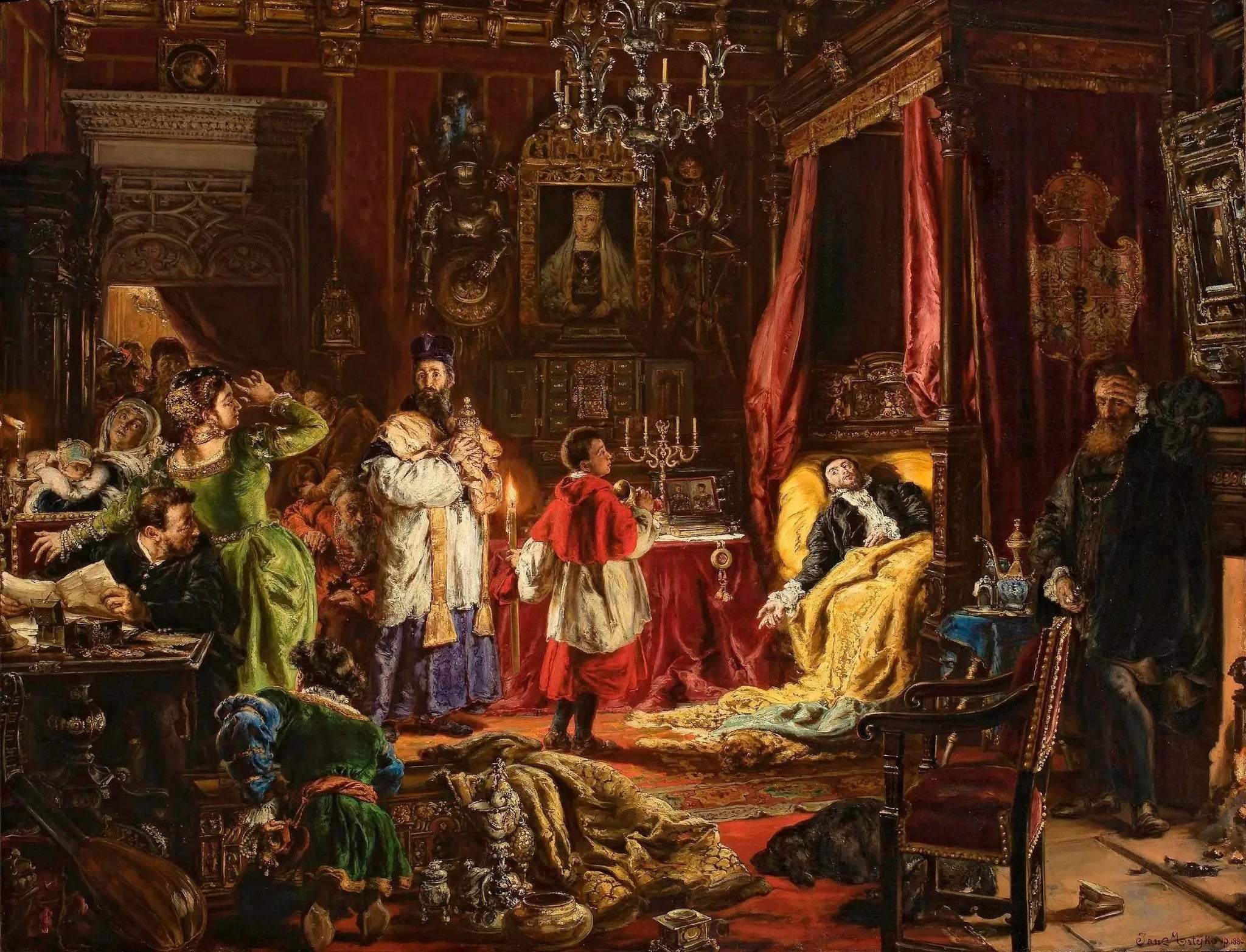 Mort de Sigismond Auguste à Knyszyn en 1572 - Jan Matejko image 1 reproduction artisanale de tableau