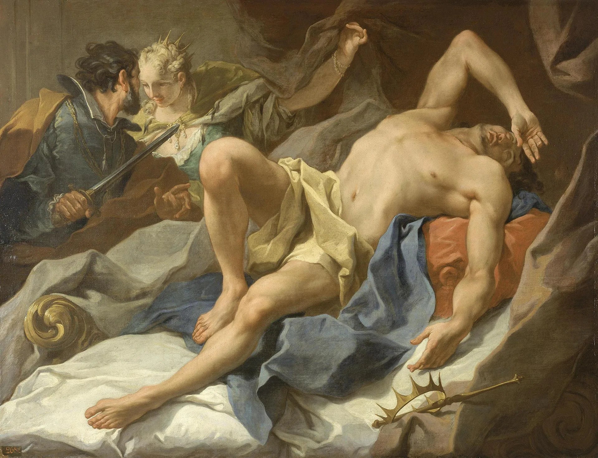 Mort du roi Candaules - Giovanni Battista Pittoni image 1 tableau peint à l’huile sur toile