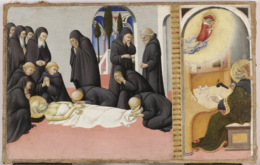 La Mort de saint Jérôme en présence de ses disciples et son apparition à l'évêque Saint Cyrille de Jérusalem - Sano di Pietro