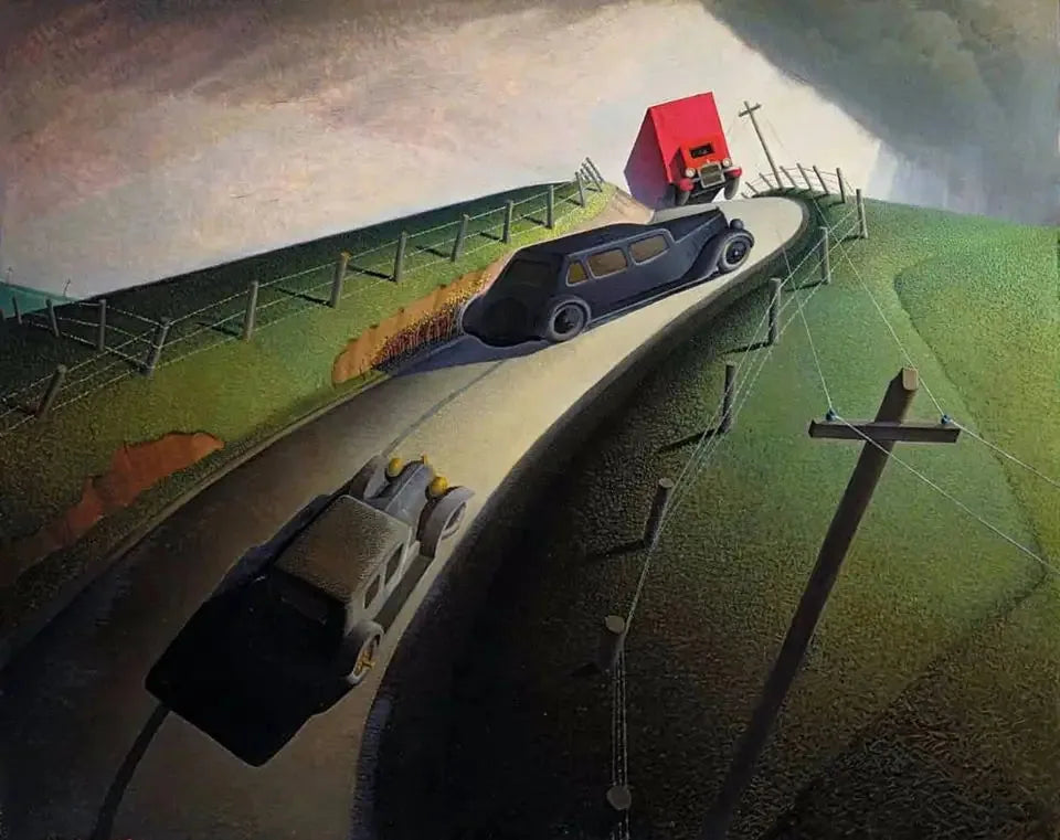 Mort sur la route des crêtes - Grant Wood image 1 copie peinte à la main à l’huile