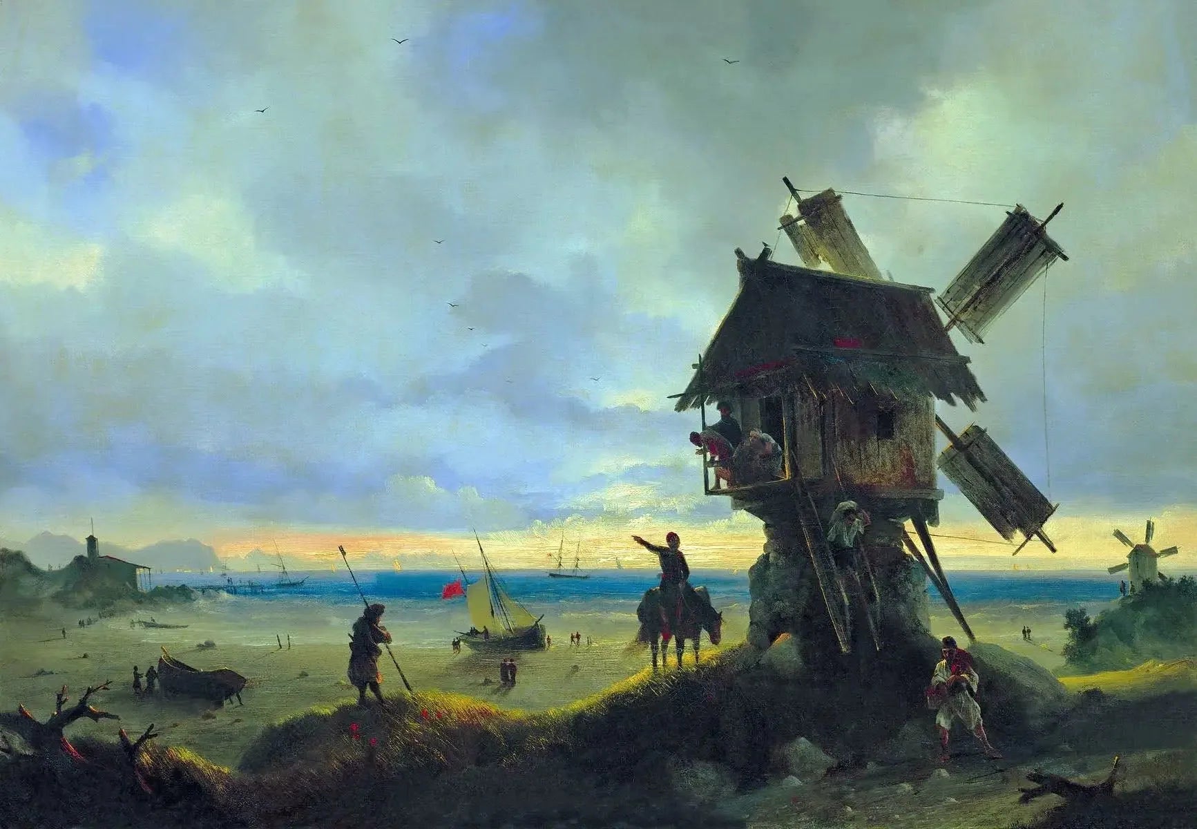 Moulin à vent au bord de la mer - Ivan Aïvazovski image 1 tableau peint à l’huile sur toile