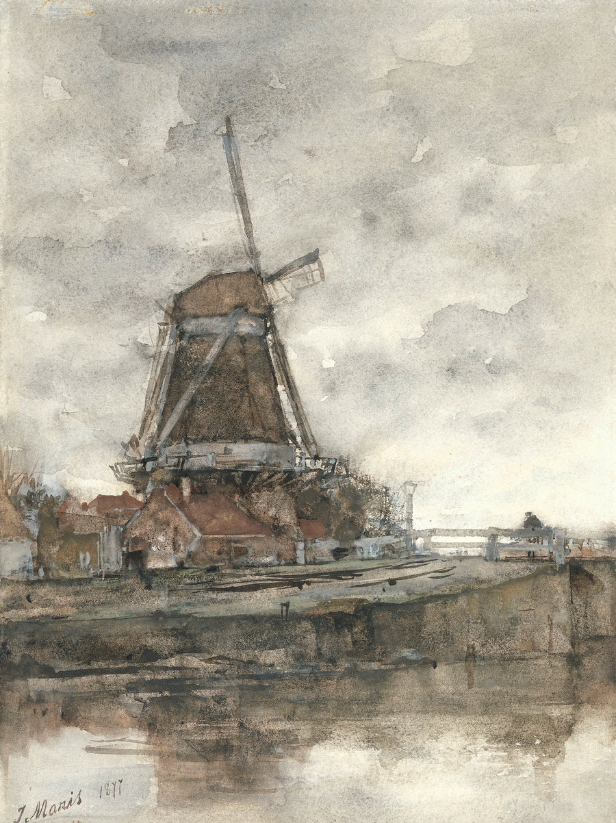 Moulin et pont au Noord-West-Buitensingel à La Haye - Jacob Maris