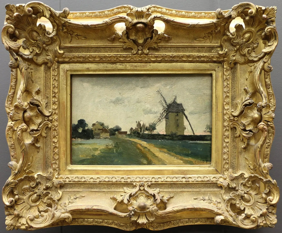 Moulins à vent jumeaux sur la butte de Picardie - Jean-Baptiste Camille Corot