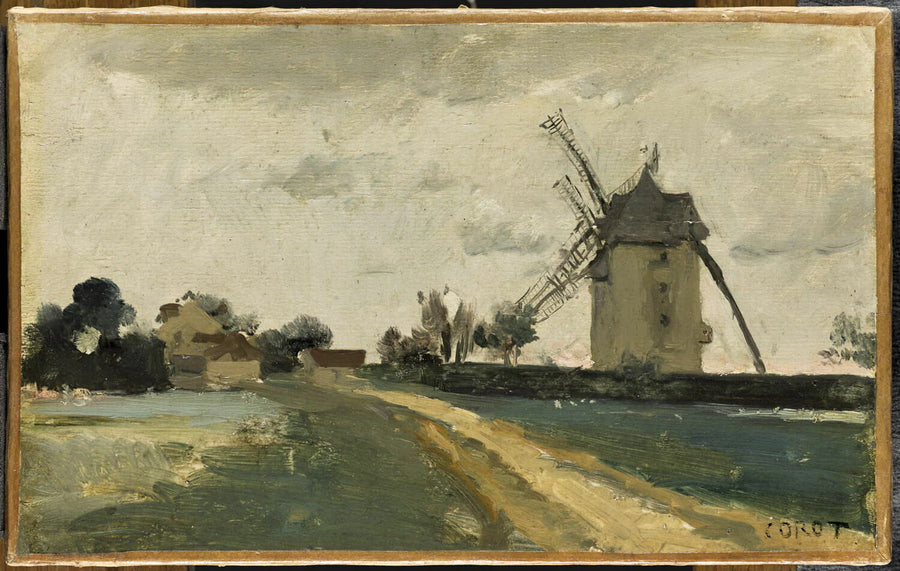 Moulins à vent jumeaux sur la butte de Picardie, environs de Versailles - Jean-Baptiste Camille Corot