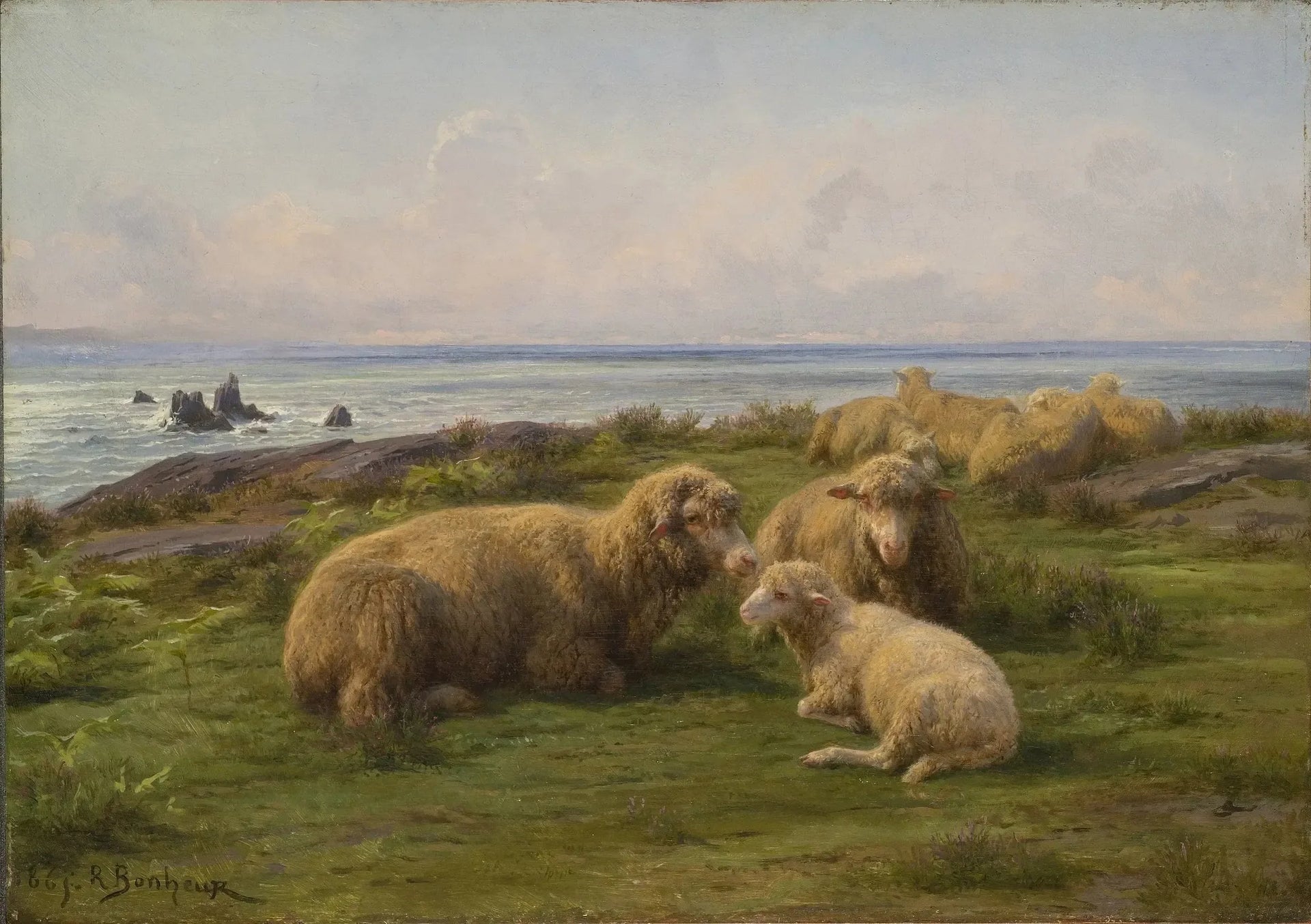 Moutons au bord de la mer - Rosa Bonheur image 1 reproduction réalisée par Alpha Reproduction