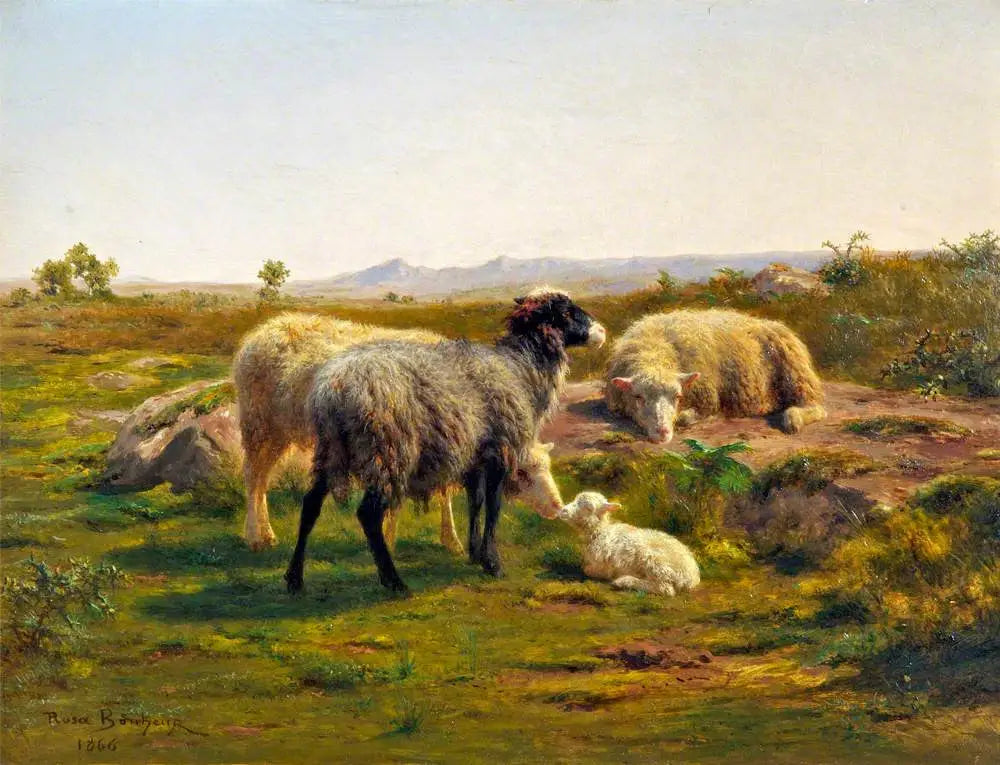 Moutons et agneau - Rosa Bonheur image 1 copie peinte à la main à l’huile