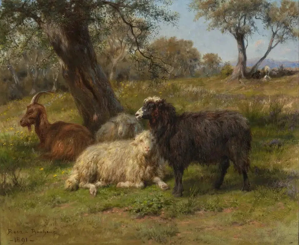 Moutons et chèvres - Rosa Bonheur image 1 reproduction artisanale de tableau