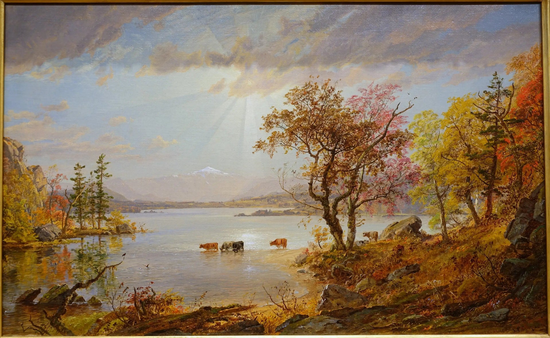 Mt. Washington, desde el lago Sebago - Jasper Francis Cropsey image 1 copie de tableau peinte à la main