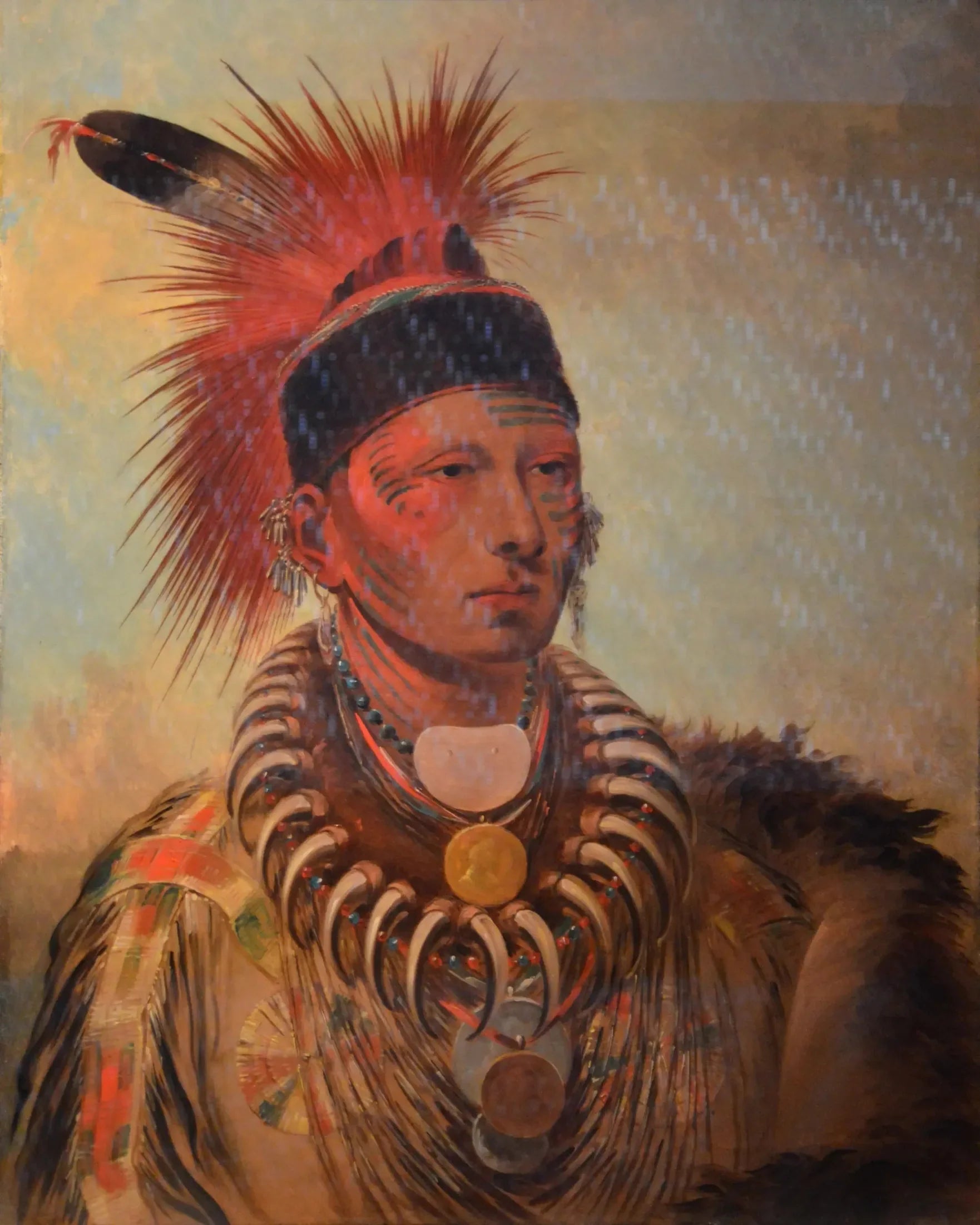 Mu-hu-she-kaw (Le nuage blanc) - George Catlin image 1 reproduction de peinture à l’huile