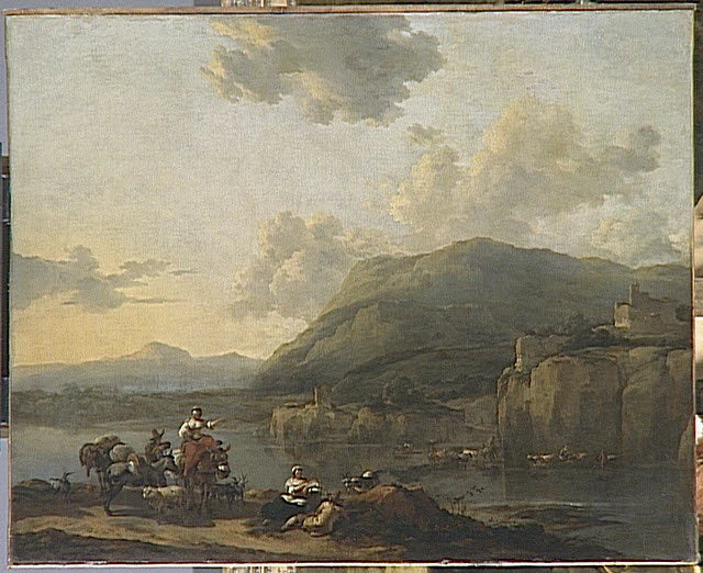 Muletière près d'un gué - Nicolaes Pietersz. Berchem