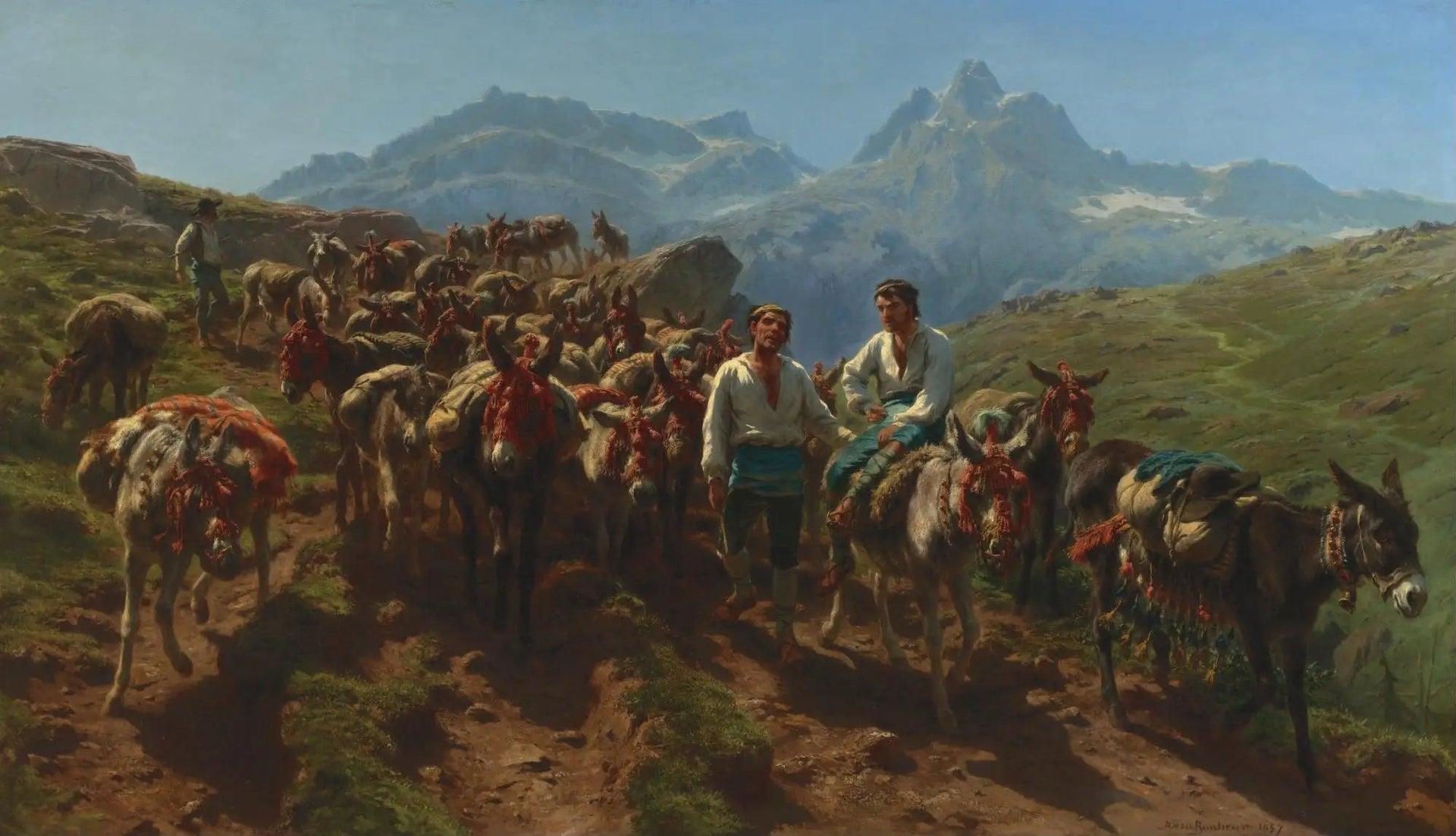 Muletiers espagnols traversant les Pyrénées - Rosa Bonheur image 1 tableau peint à l’huile sur toile