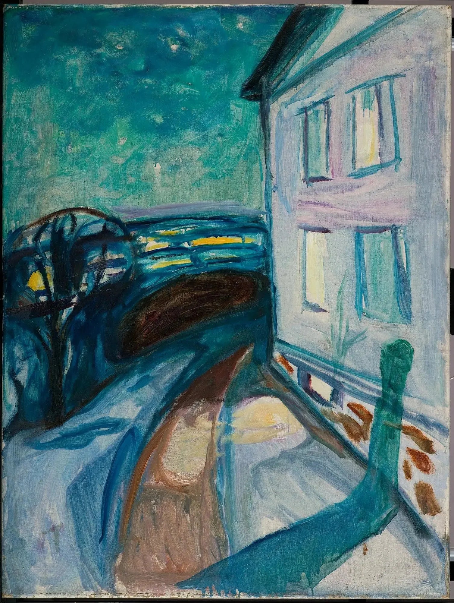 mur de maison au clair de lune - Edvard Munch image 1 reproduction artisanale de tableau