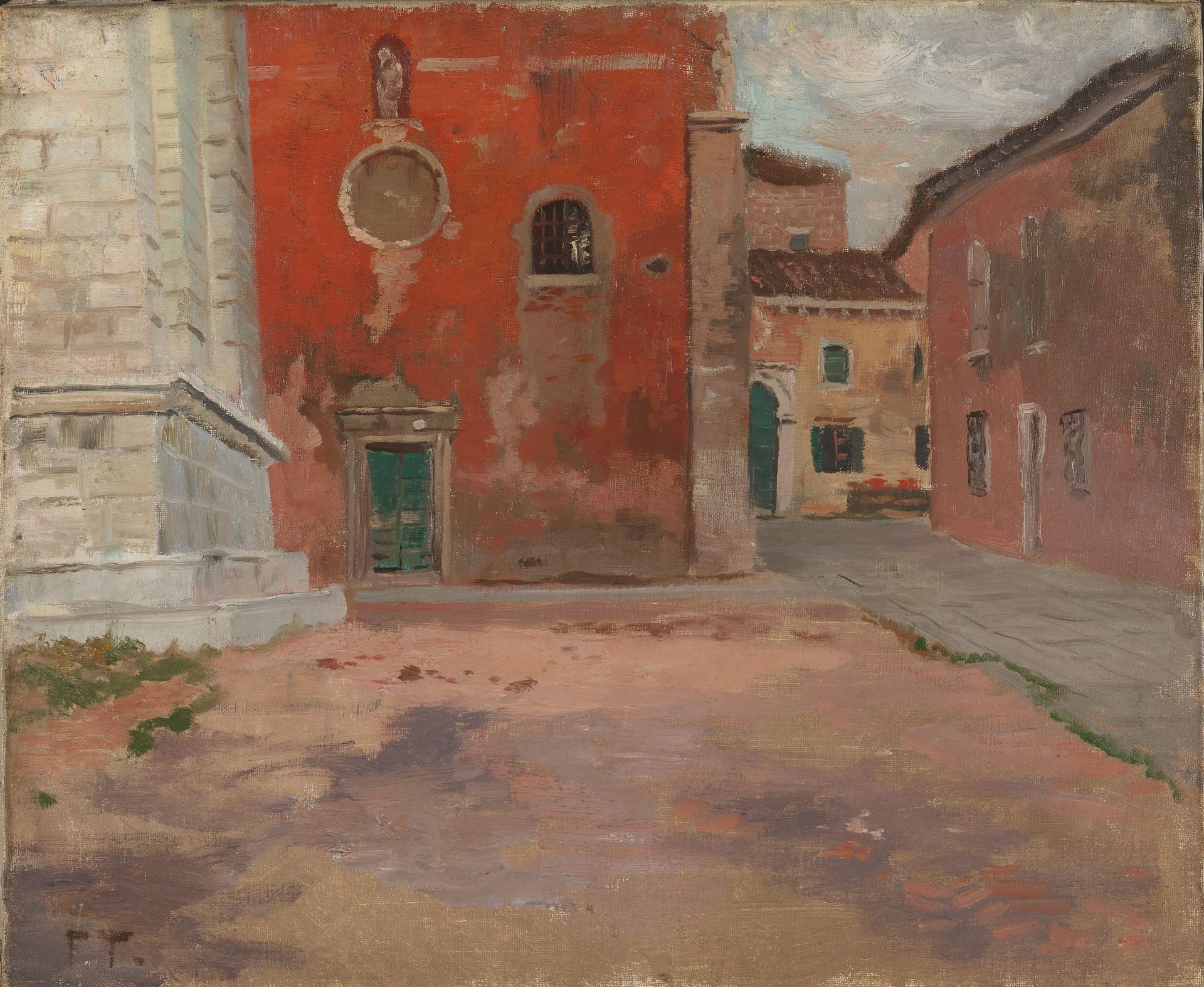 Mur rouge de l'église de Venise - Frits Thaulow image 1 tableau peint à l’huile sur toile